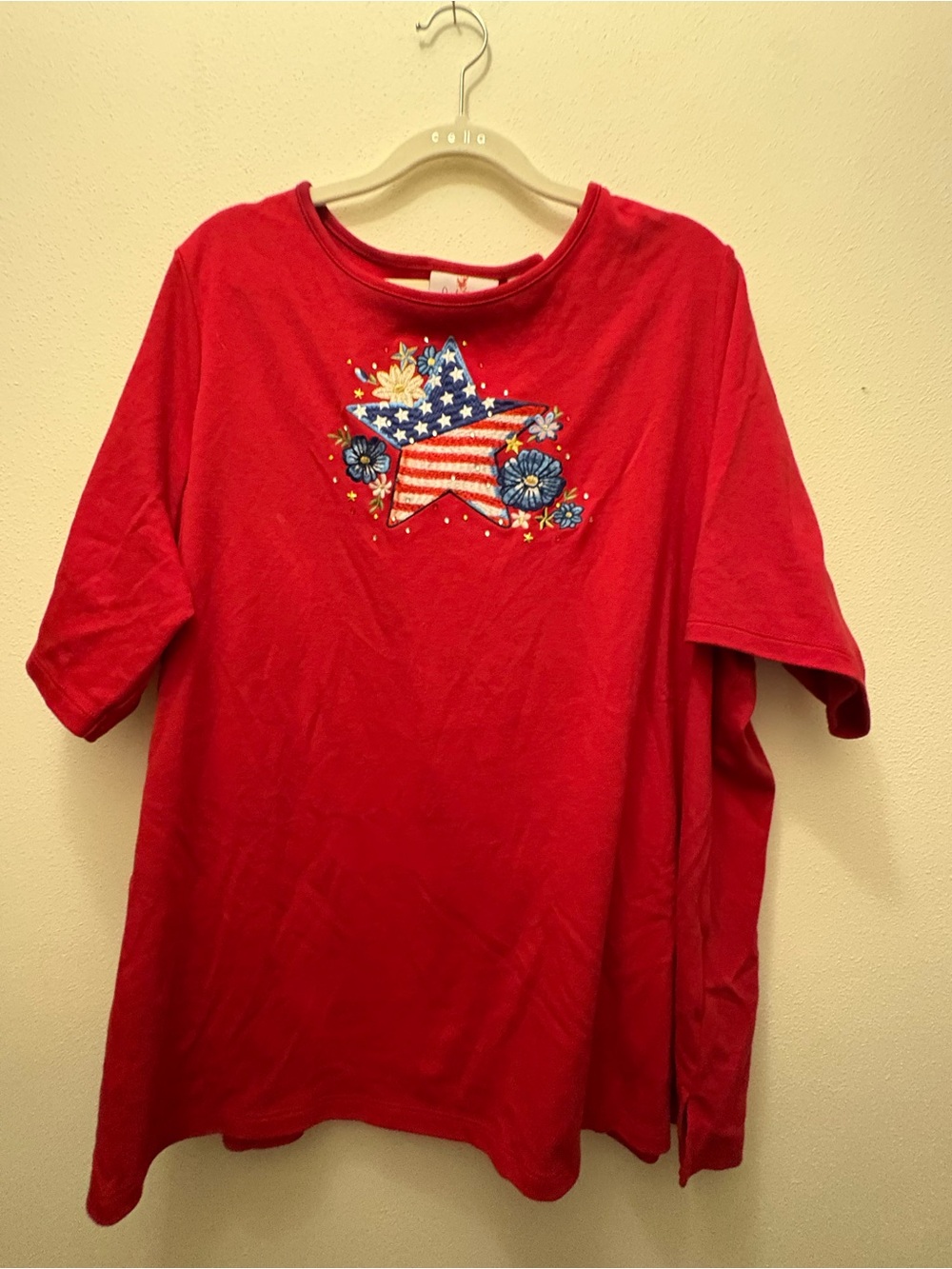 Red Star Embroidered Women's Tunic Top